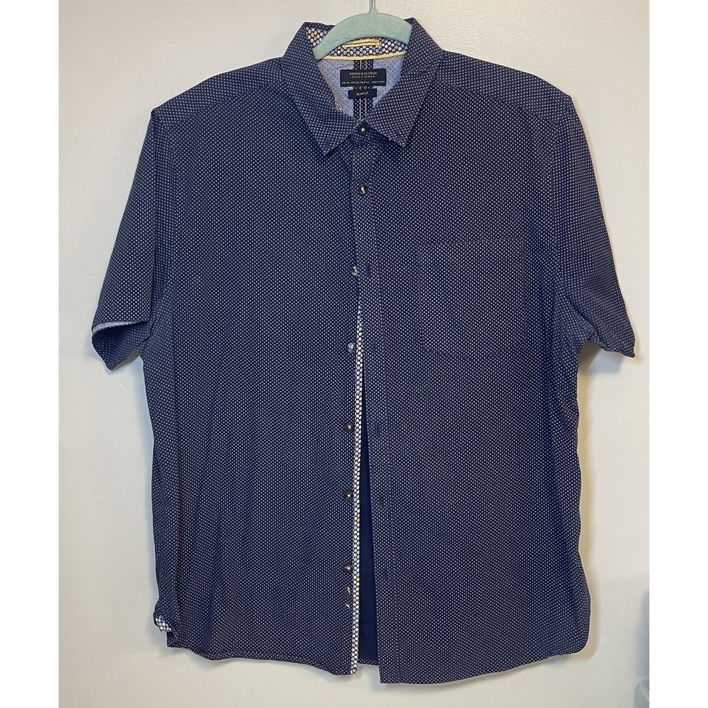 Denim & Flower Ricky Singh Men's Shirt Size XL Slim Fit Button Down Short Sleeve